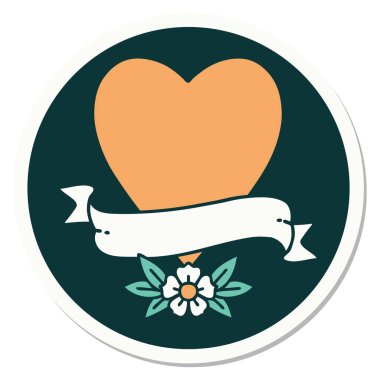 Geleneksel kalp ve bayrak stiliyle dövme çıkartması