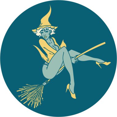 Dövme geleneksel poster cadı tarzında.