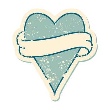 ikonik sıkıntılı çıkartma dövme stili bir kalp ve bayrak