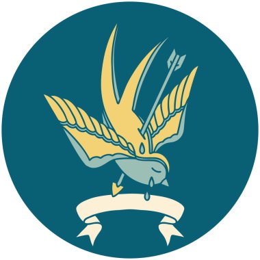 ok ile delinmiş bir kırlangıç sancağına sahip dövme biçimi simgesi