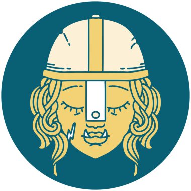 Retro Dövme Biçimli Ork savaşçı yüzü