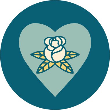 Bir kalp ve çiçeğin ikonik dövme görüntüsü