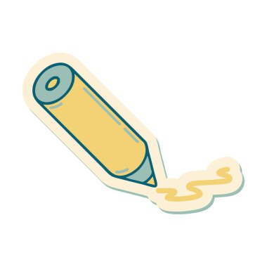 Geleneksel renkli kalem stili dövme etiketi