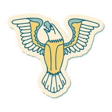 Amerikan kartalının geleneksel stiliyle dövme çıkartması.