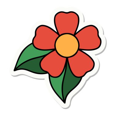 Geleneksel bir çiçek stiliyle dövme çıkartması