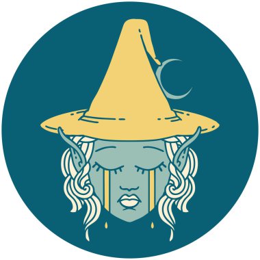 Retro Dövme Biçimi ağlayan elf büyücüsü karakter yüzü