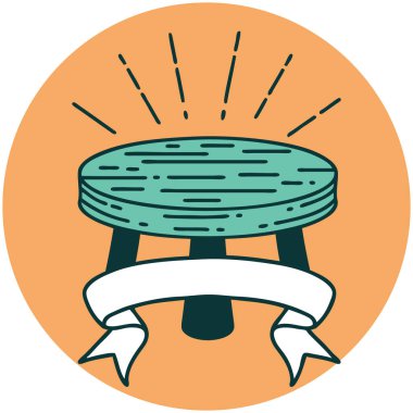 Dövme stili ahşap tabure ikonu