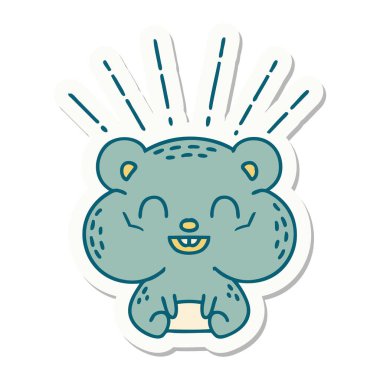 Dövme stili mutlu hamster çıkartması.