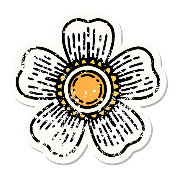 Distressed Sticker Tattoo Traditionellen Stil Einer Blume — Stockvektor