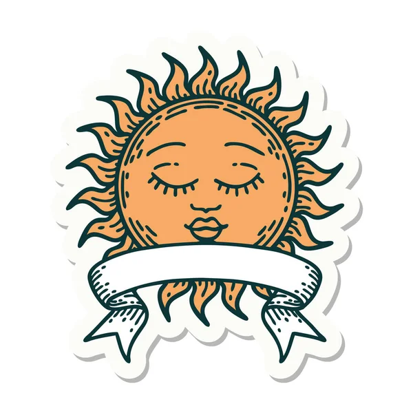 Dövme Stili Güneşli Bir Etiket — Stok Vektör