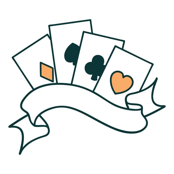 カードやバナーの象徴的なタトゥースタイルの画像 — ストックベクタ