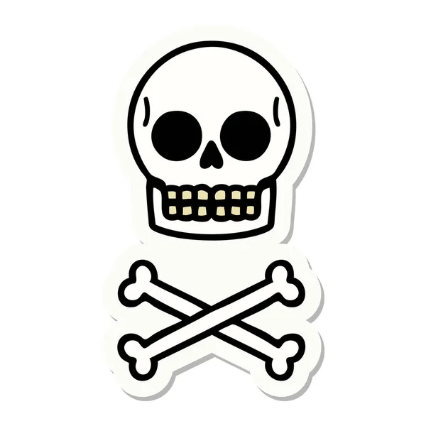 Tätowiersticker Traditionellen Stil Eines Totenkopfes — Stockvektor