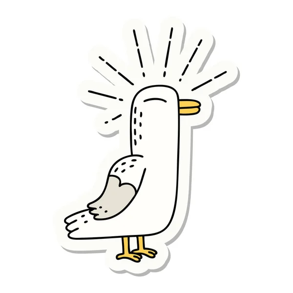 Sticker Van Een Tattoo Stijl Meeuw Vogel — Stockvector