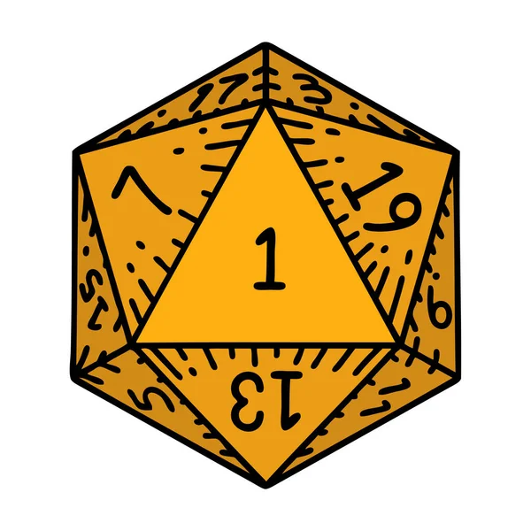 Retro Tattoo Style Naturliga D20 Tärningskast — Stock vektor