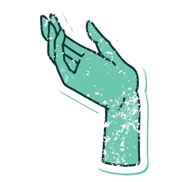 象徴的な悲しみのステッカータトゥースタイルの手のイメージ — ストックベクタ