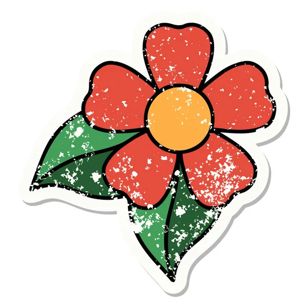 花の伝統的なスタンプのタトゥー — ストックベクタ