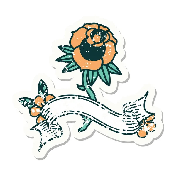 Üzerinde gül bayrağı olan eski bir etiket.