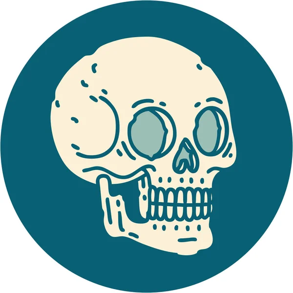 頭蓋骨の象徴的なタトゥースタイルのイメージ — ストックベクタ