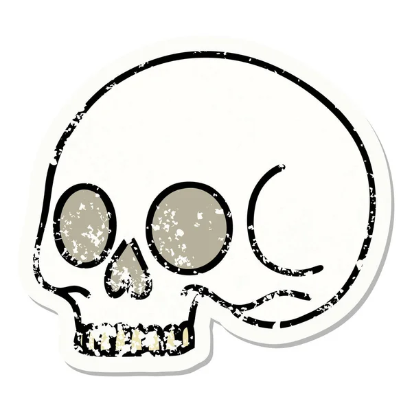 Distressed Sticker Tattoo Traditional Style Skull — Stock Vector