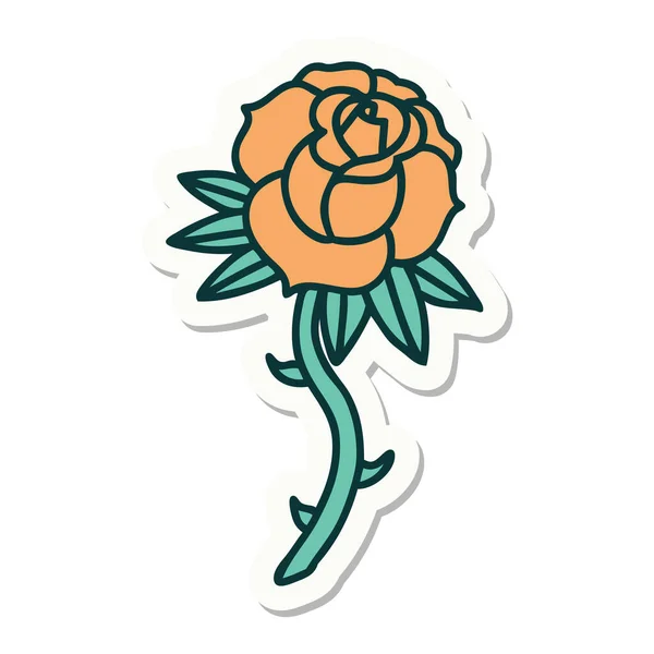 Tätowiersticker Traditionellen Stil Einer Rose — Stockvektor