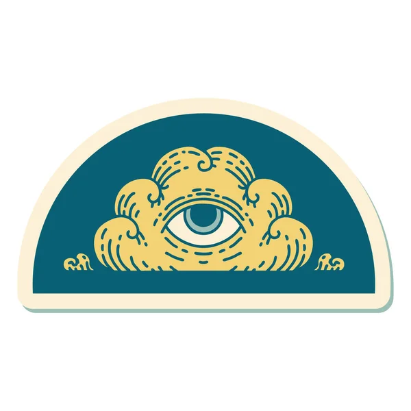Sticker Van Tatoeage Traditionele Stijl Van Een All Seeing Eye — Stockvector
