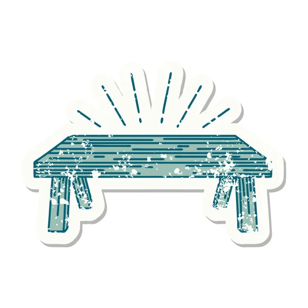 Worn Old Sticker Tattoo Style Wood Table — Stock Vector