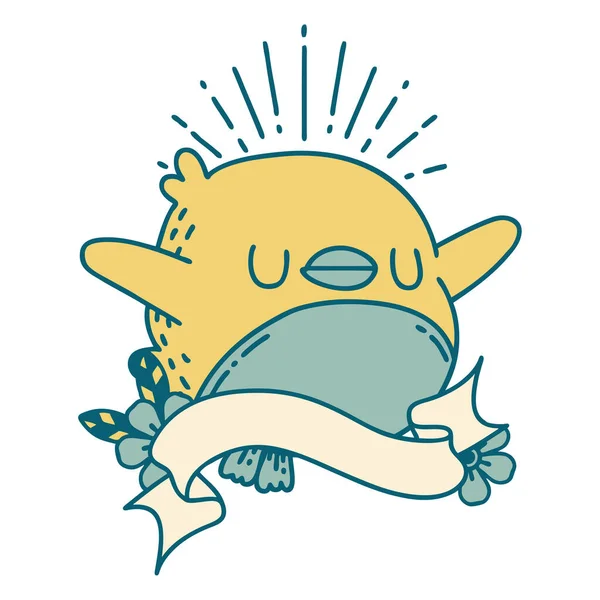 Dövme stili kanat çırpan robin ile kaydırma pankartı