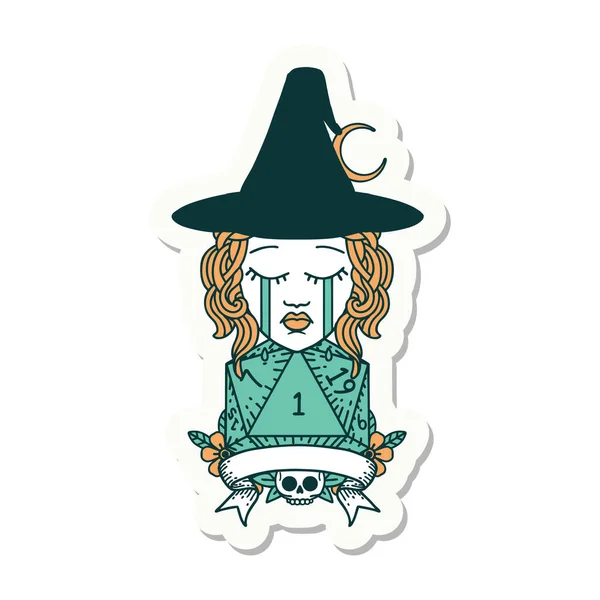 Sticker Crying Human Witch Natural One Roll — Stock Vector