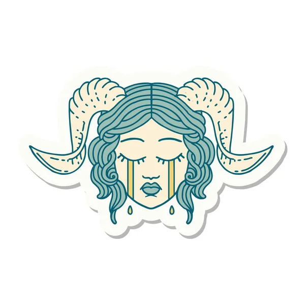 Sticker Crying Tiefling Face — Stock Vector