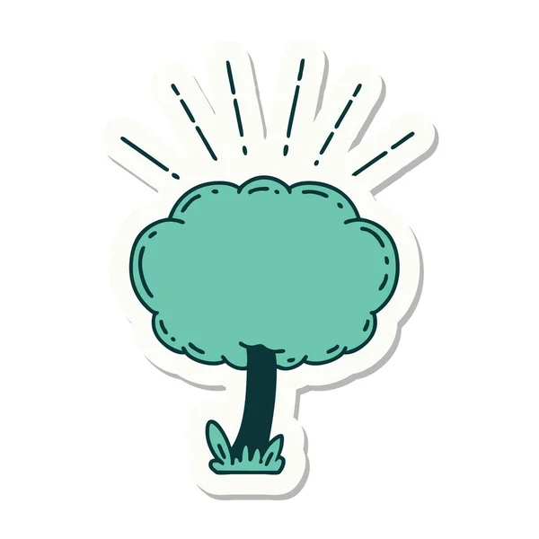 Pegatina Árbol Estilo Tatuaje — Vector de stock