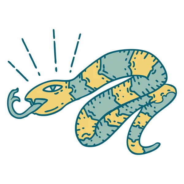 传统纹身风格响尾蛇的图解 — 图库矢量图片