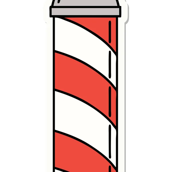 Sticker Tattoo Traditional Style Barbers Pole — Stock Vector