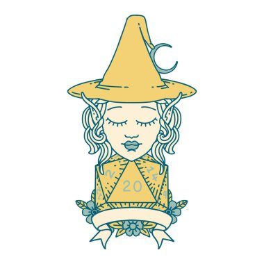 Retro Dövme Biçimli 20 zarlı elf büyüsü karakteri