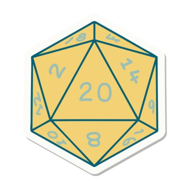 Doğal bir 20 D20 zar atmanın çıkartması.