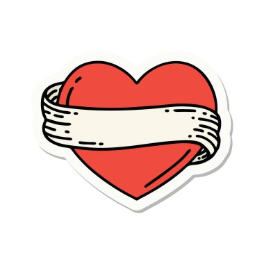 Geleneksel kalp ve bayrak stiliyle dövme çıkartması