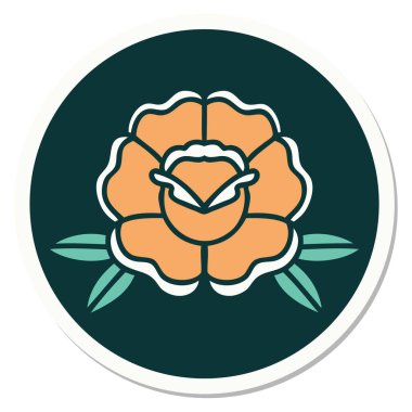 Geleneksel bir çiçek stiliyle dövme çıkartması