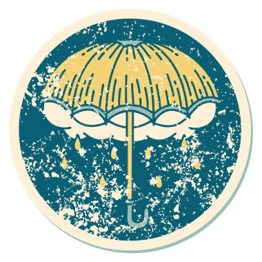 Bir şemsiye ve fırtına bulutunun sembolik dövmeli görüntüsü