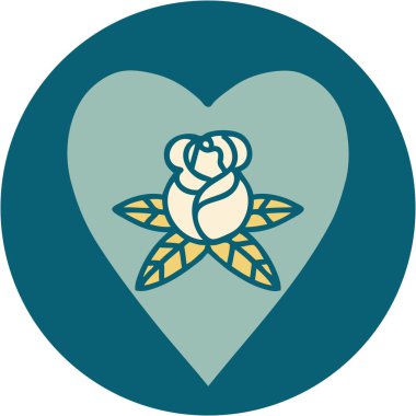 Bir kalp ve çiçeğin ikonik dövme görüntüsü