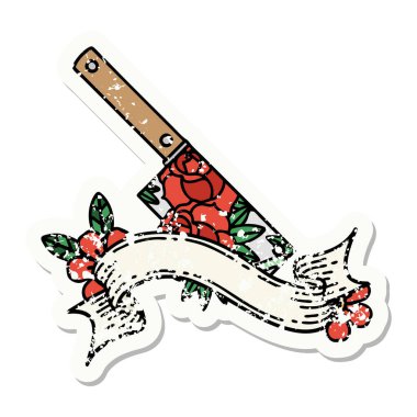 Satır ve çiçeklerle süslenmiş eski bir etiket