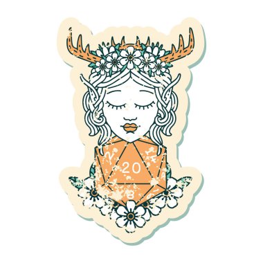 Retro Dövme Tarzı Nautral 20 zarlı Elf Karakteri