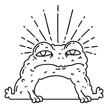 Geleneksel siyah çizgi işi dövme stili karakteri.