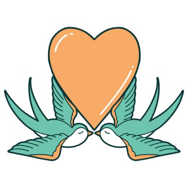 Kırlangıçların ve bir kalbin ikonik dövme görüntüsü