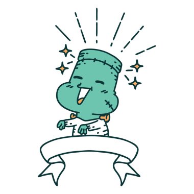 Dövme stili parşömen mutlu cadılar bayramı zombi canavarı