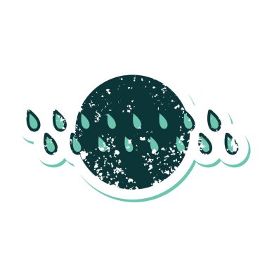 ikonik sıkıntılı etiket dövmesi yağmur damlalarının görüntüsü