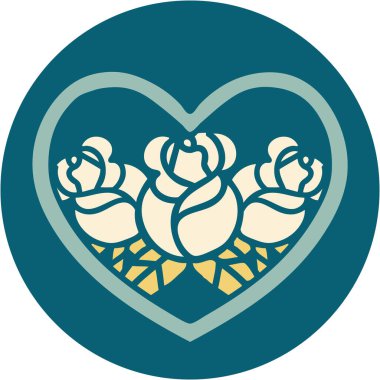 Bir kalp ve çiçeğin ikonik dövme görüntüsü