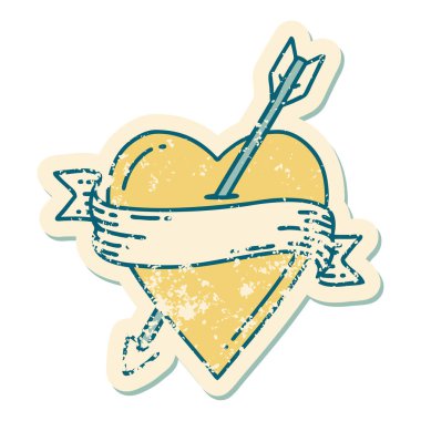 ok kalbi ve pankartın sembolik dövmeli görüntüsü