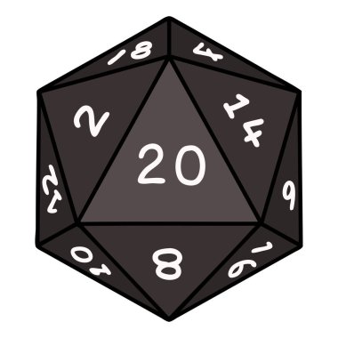 Retro Dövme Biçimi Doğal 20 D20 zar atma