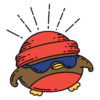 Geleneksel dövme stili güzel Robin 'in çizimi