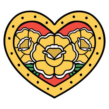 Geleneksel kalp ve çiçek şeklinde dövme.