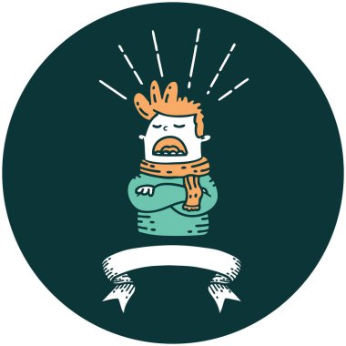 Eşarp takan dövme stili bir adamın simgesi